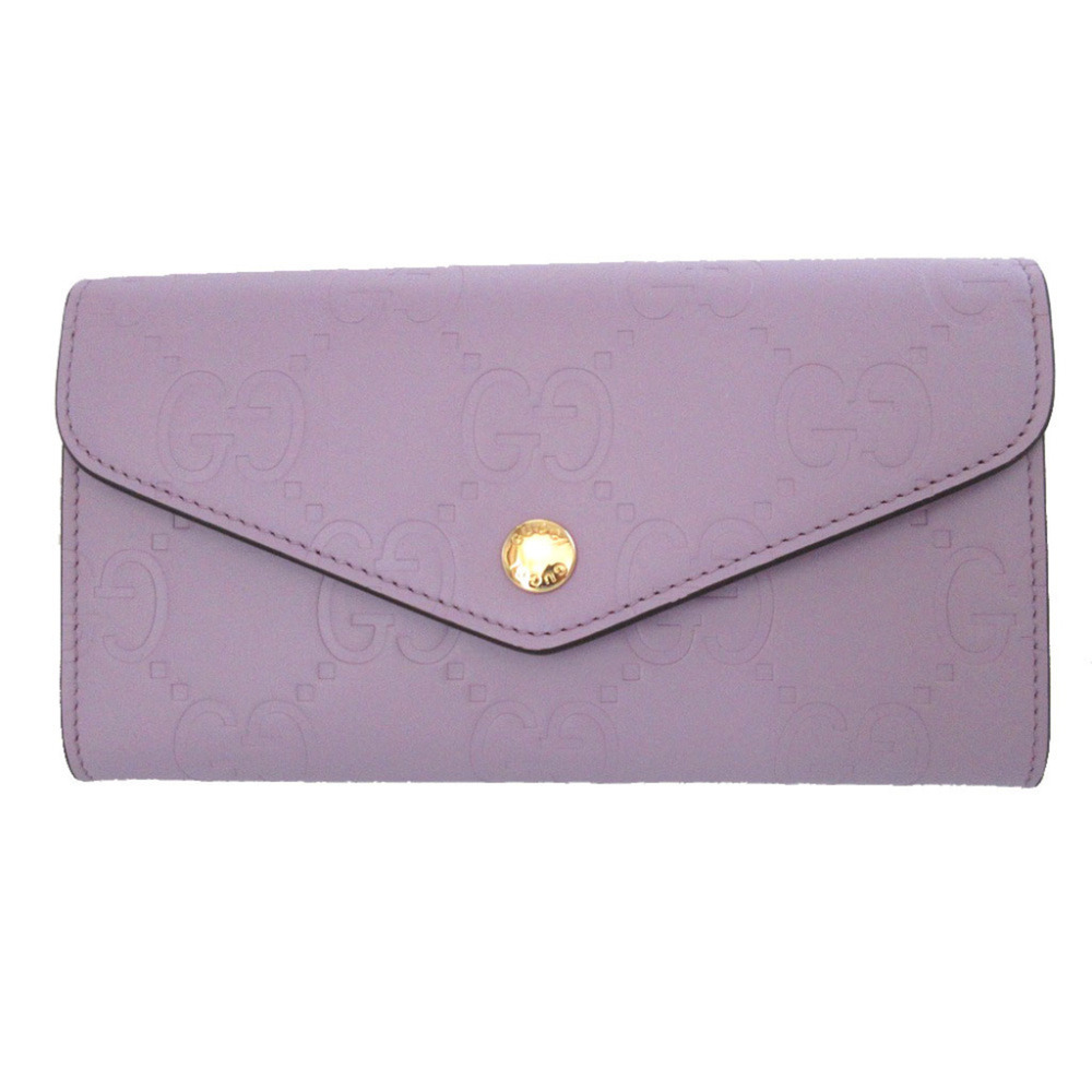 Gucci Jumbo GG 861276 Leather Lavender Purple Bi-fold Long Wallet 1307GUCCI